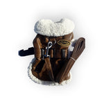 Brown and Black Faux Leather Bomber Dog Coat Harness and Leash