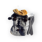 Grey Herringbone Dog Coat with Leash