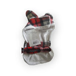 Sherpa-Lined Dog Harness Coat - Red and White Plaid