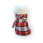 Sherpa-Lined Dog Harness Coat - Red and White Plaid