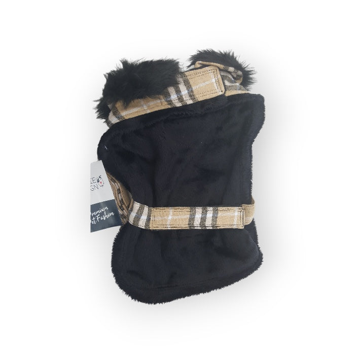 Brown Plaid Classic Dog Coat Harness with Matching Leash