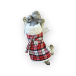 Sherpa-Lined Dog Harness Coat - Red and White Plaid